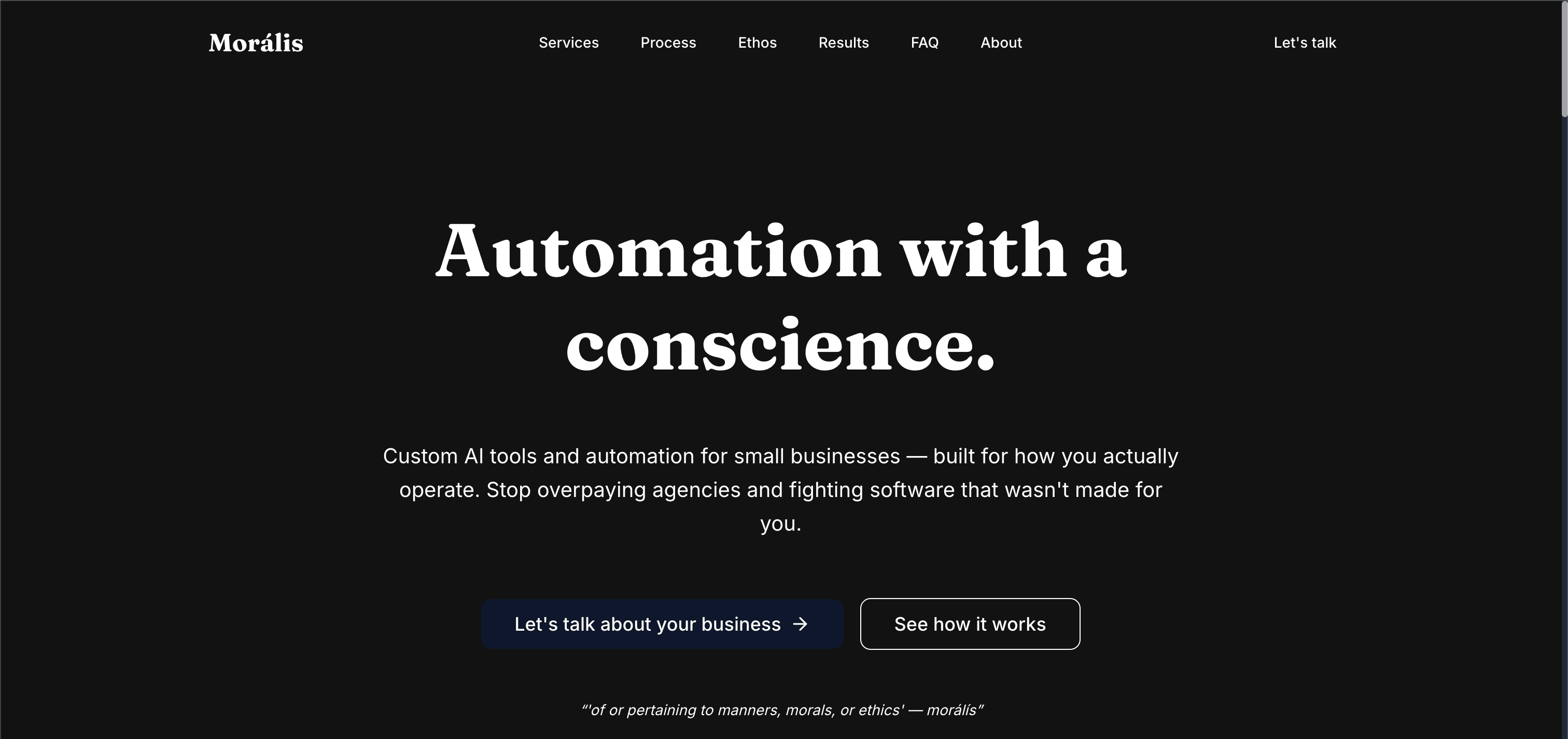 Morális Studio landing page — moralis.studio